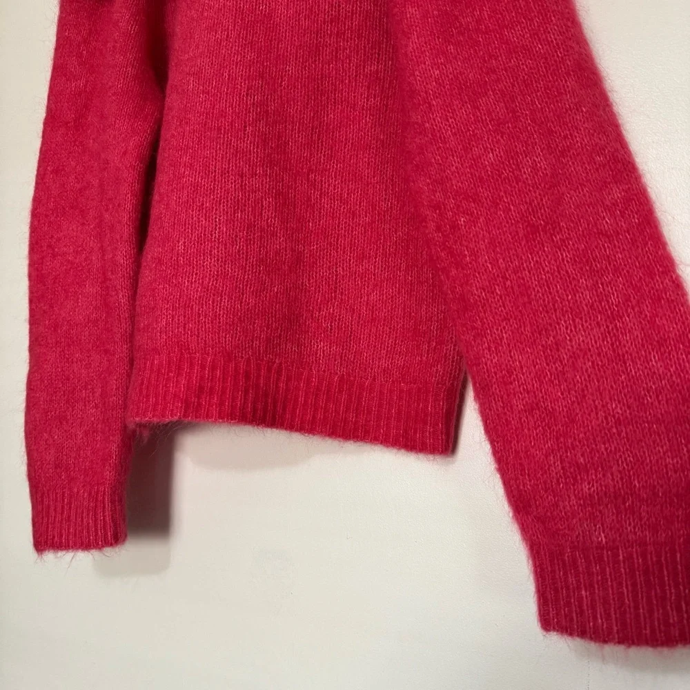 Sezane Aurore Jumper Pop Pink Knit Wool Off Shoulder Sweater - Picture 7 of 9